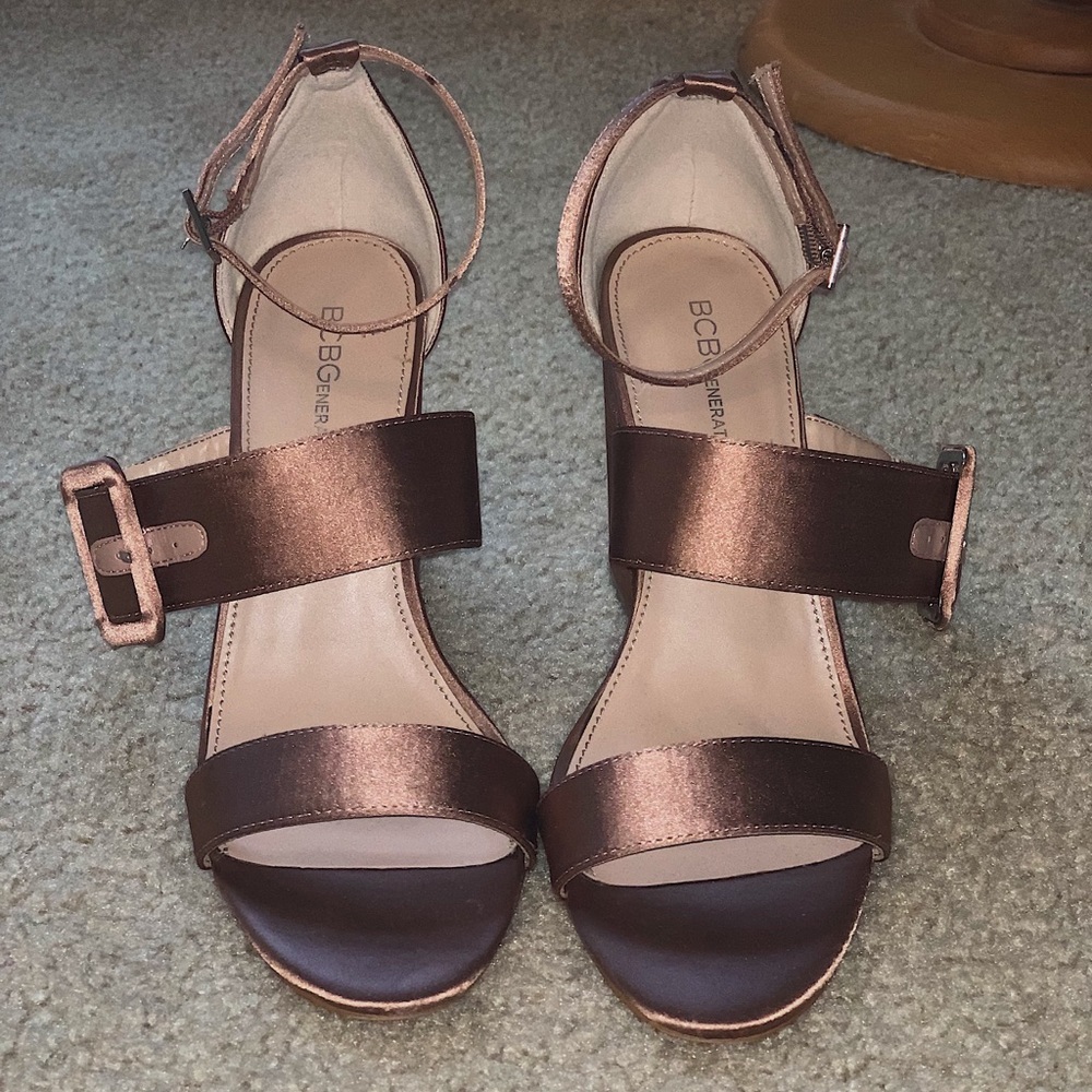BCBGeneration Rose Gold Silky Sandals